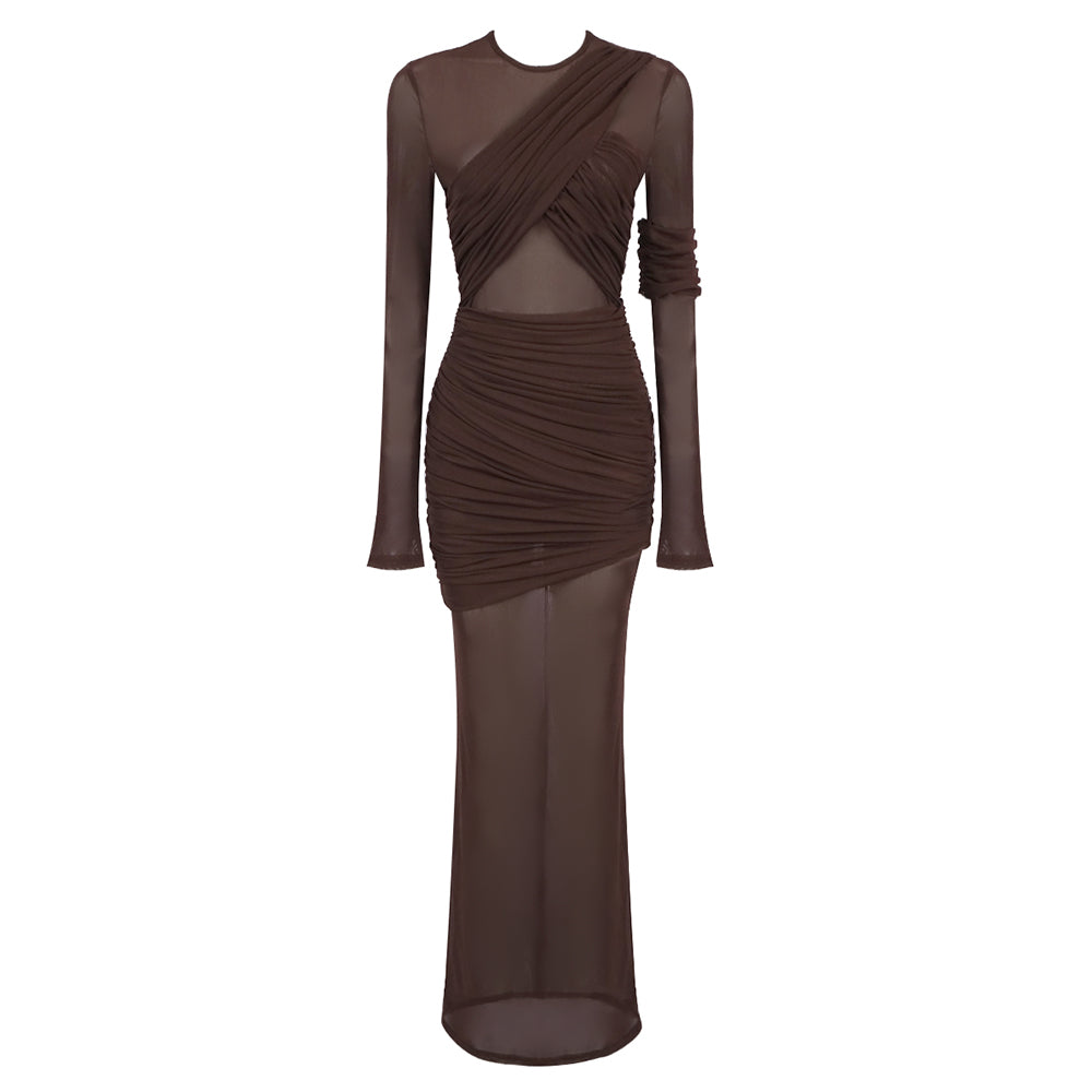VIVIN MESH SHEER MAXI DRESS
