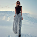 Load image into Gallery viewer, SUSAN TASSEL MESH TWO-PIECES SET LONG DRESS
