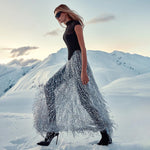 Load image into Gallery viewer, SUSAN TASSEL MESH TWO-PIECES SET LONG DRESS
