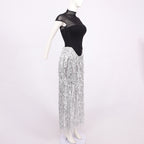 SUSAN TASSEL MESH TWO-PIECES SET LONG DRESS