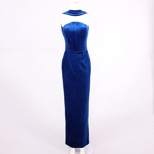 CRISTINA BLUE SLEEVELESS LONG DRESS