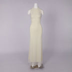 AYANNA SEXY PEARL MESH MAXI DRESS