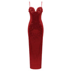 NYDIA RED SEQUINS MAXI DRESS
