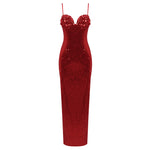 Load image into Gallery viewer, NYDIA RED SEQUINS MAXI DRESS

