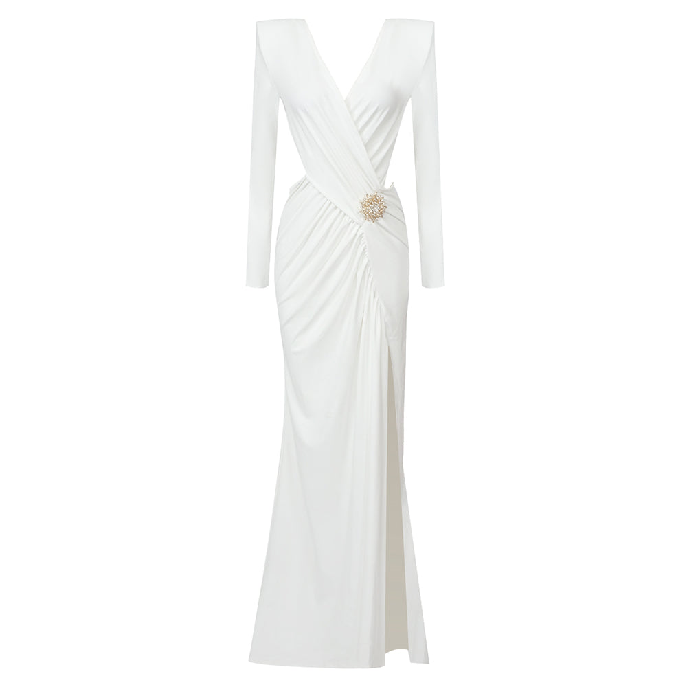 OERIO WHITE LONG DRESS
