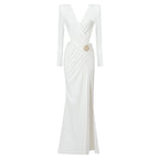 OERIO WHITE LONG DRESS