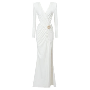OERIO WHITE LONG DRESS