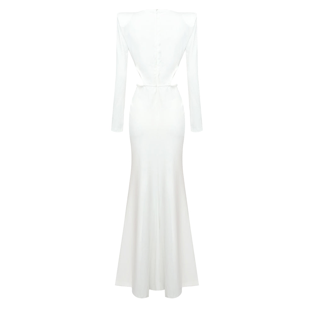 OERIO WHITE LONG DRESS