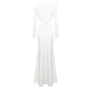 OERIO WHITE LONG DRESS