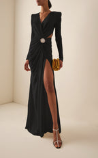 OERIO BLACK LONG DRESS