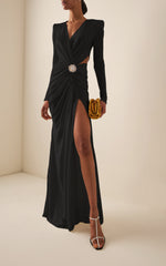 Charger l&#39;image dans la galerie, OERIO BLACK LONG DRESS
