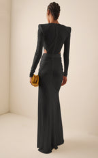 OERIO BLACK LONG DRESS