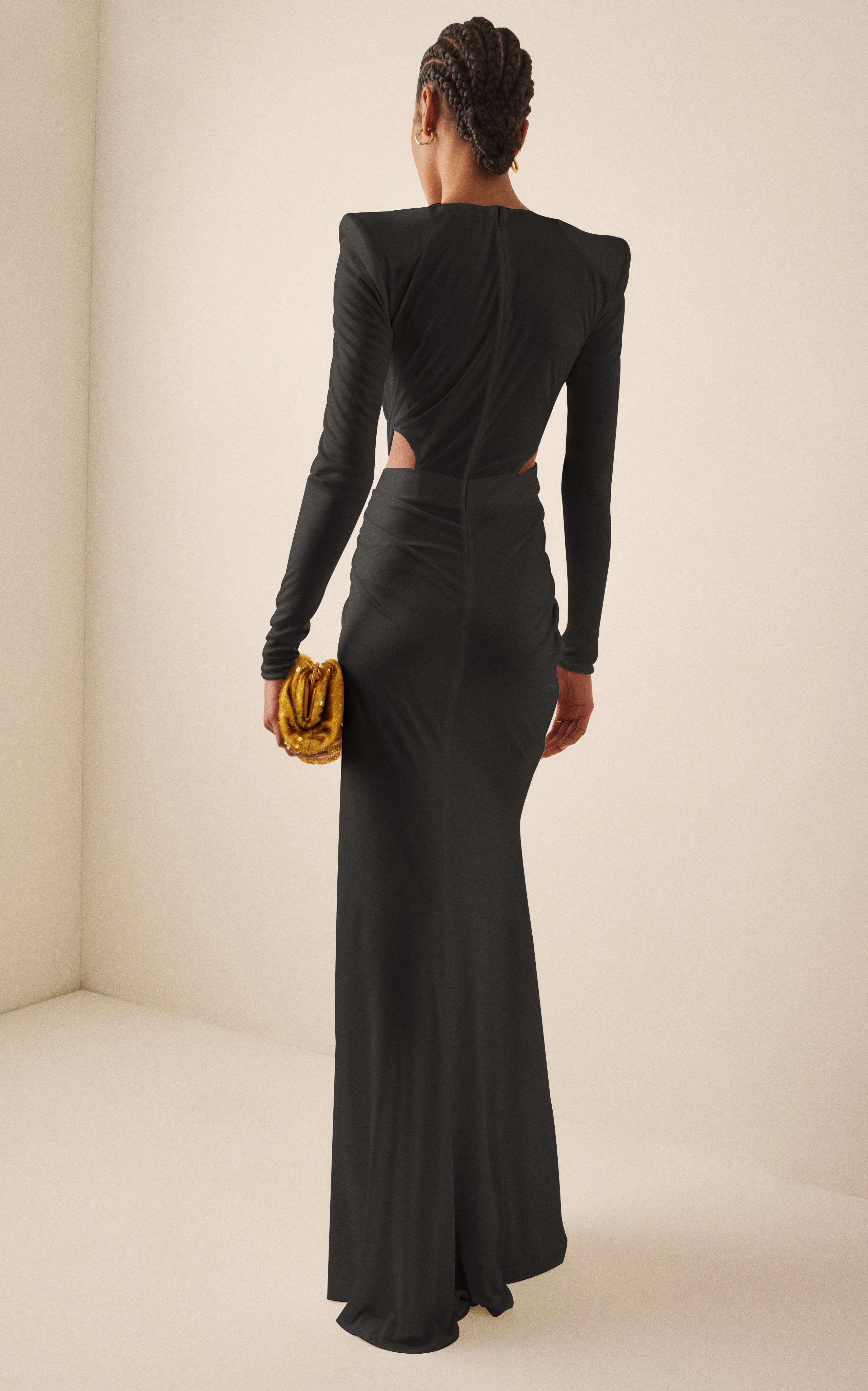 OERIO BLACK LONG DRESS