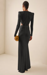 Charger l&#39;image dans la galerie, OERIO BLACK LONG DRESS
