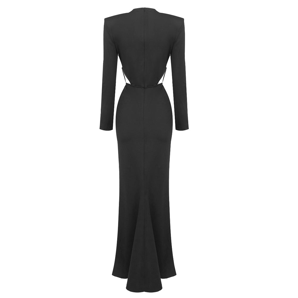 OERIO BLACK LONG DRESS
