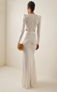 OERIO WHITE LONG DRESS