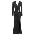 Charger l&#39;image dans la galerie, OERIO BLACK LONG DRESS
