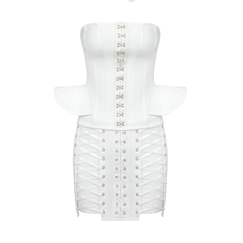 POPO WHITE BANDAGE DRESS SET