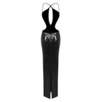 PUEASE BLACK SEQUINS LONG DRESS