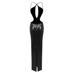 Charger l&#39;image dans la galerie, PUEASE BLACK SEQUINS LONG DRESS
