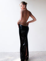 Charger l&#39;image dans la galerie, PUEASE BLACK SEQUINS LONG DRESS
