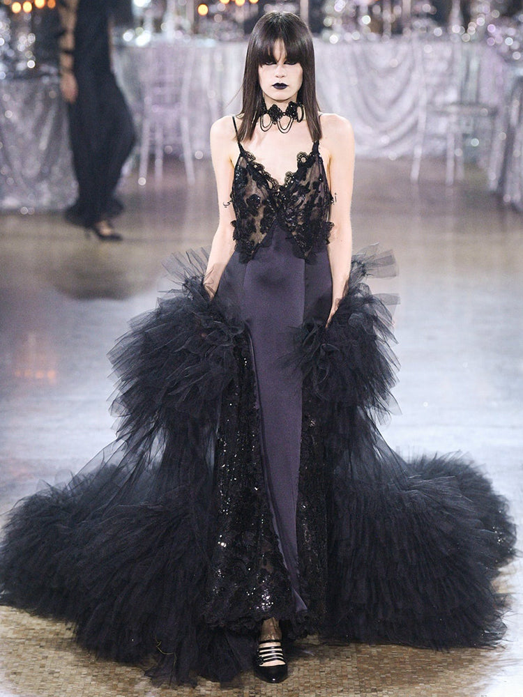 AMANE BLACK LONG DRESS