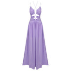 AKAWA LAVENDER CHIFFON LONG DRESS