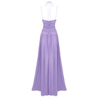 AKAWA LAVENDER CHIFFON LONG DRESS