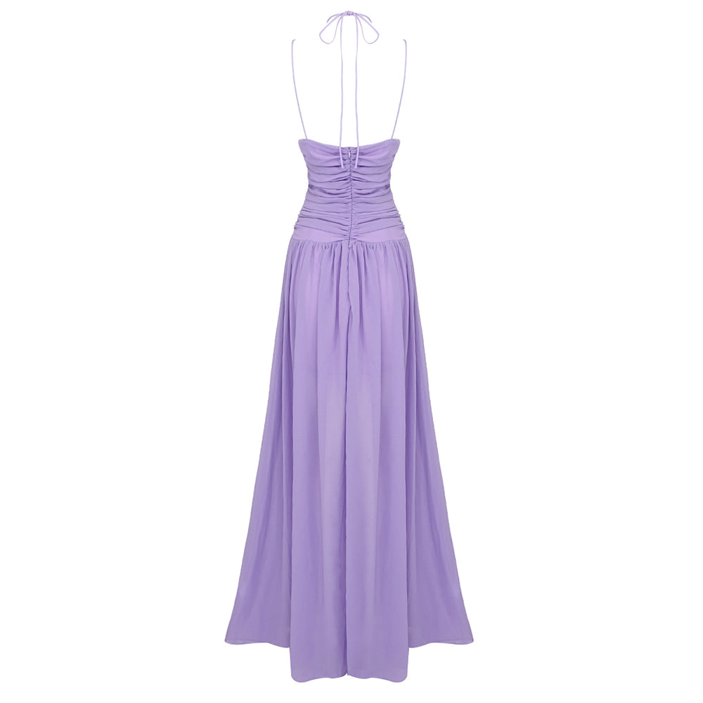 AKAWA LAVENDER CHIFFON LONG DRESS