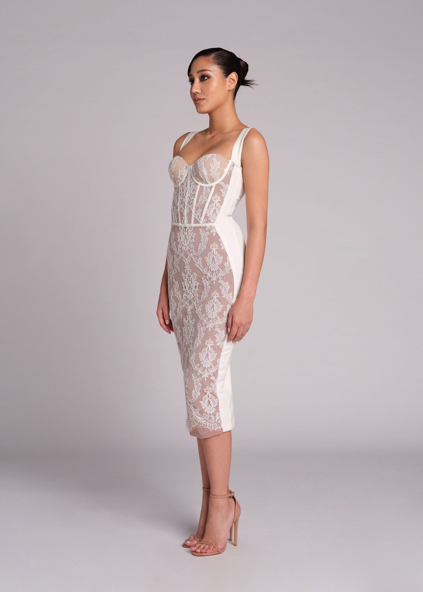 APOPI WHITE MIDI DRESS