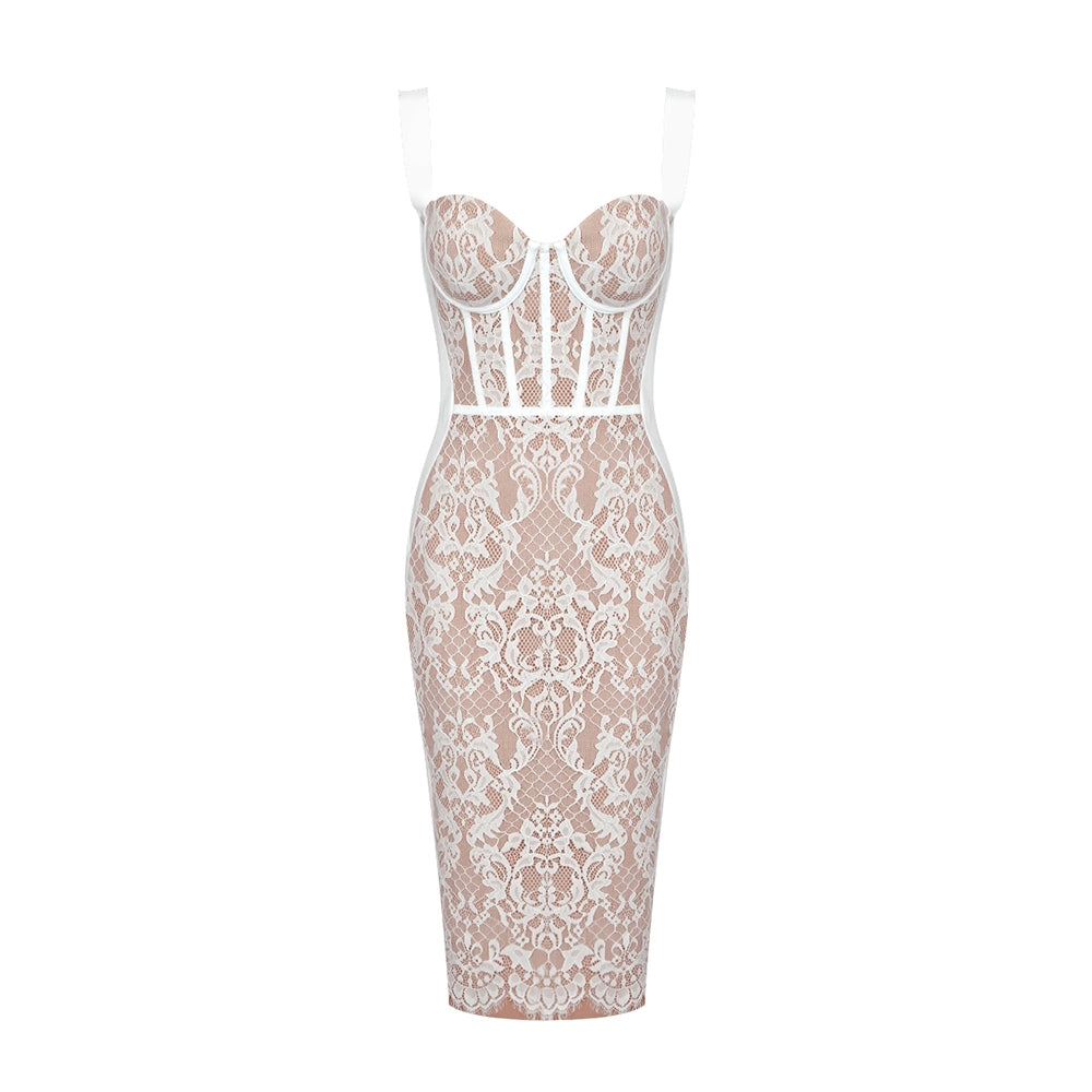 APOPI WHITE MIDI DRESS