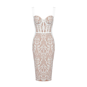 APOPI WHITE MIDI DRESS