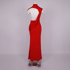 NADA RED BIG OPEN BACK MAXI DRESS
