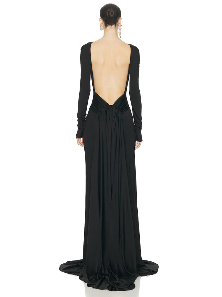 BONNIE BLACK BACKLESS MAXI DRESS