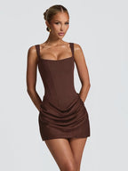 DANA CORSET RUCHED SLING MINI DRESS