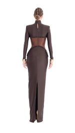 Charger l&#39;image dans la galerie, JAMACY BROWN MESH DRESS
