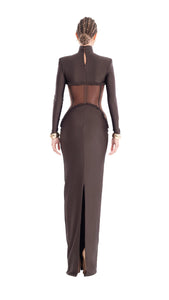 JAMACY BROWN MESH DRESS