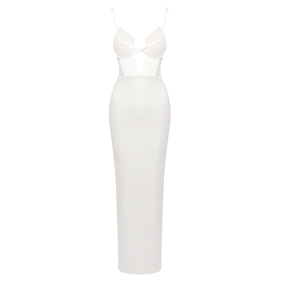 LARISSA WHITE SPAGHETTI-STRAP MAXI DRESS