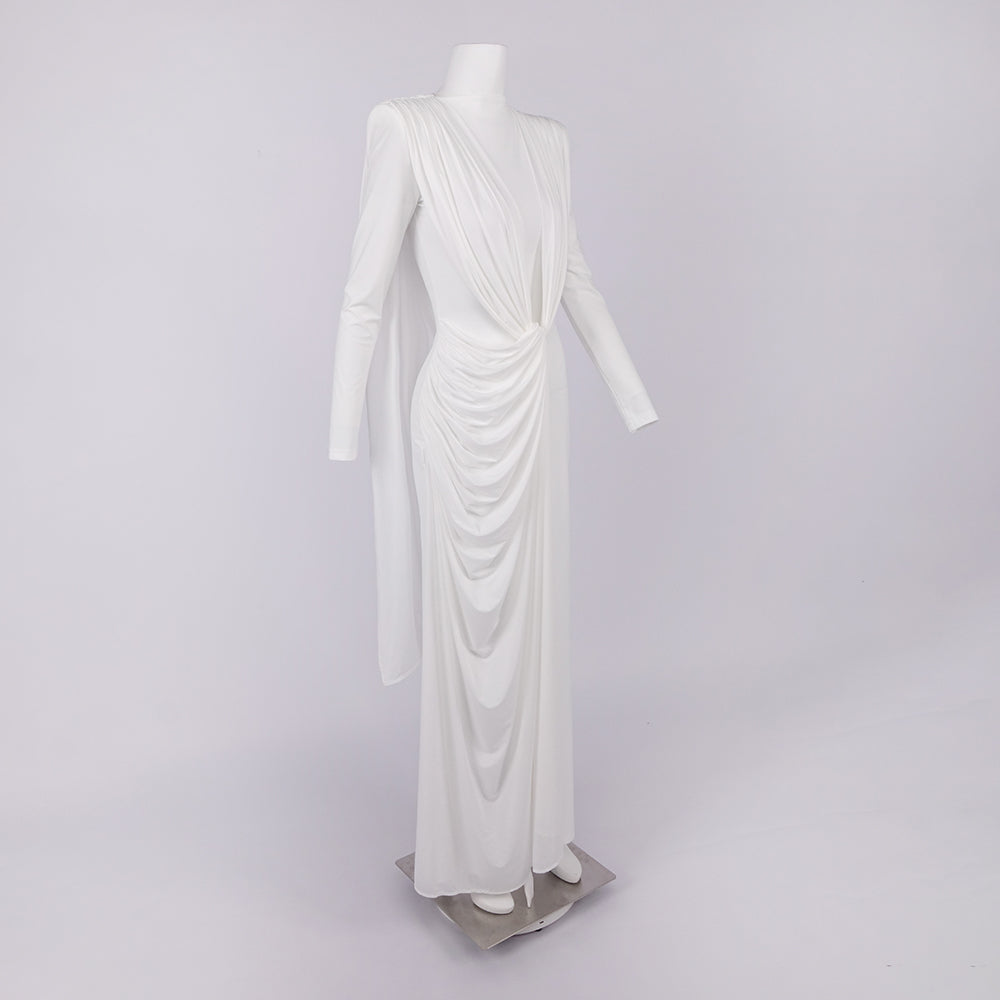 DIANA ELEGANT WHITE LONG SLEEVE MAXI DRESS