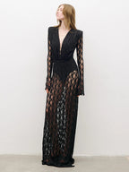 WREN BLACK CUT OUT DESIGN LACE MAXI DRESS