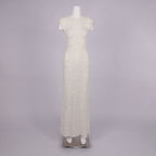 DANIELLE WHITE SEQUIN BACKLESS MAXI DRESS