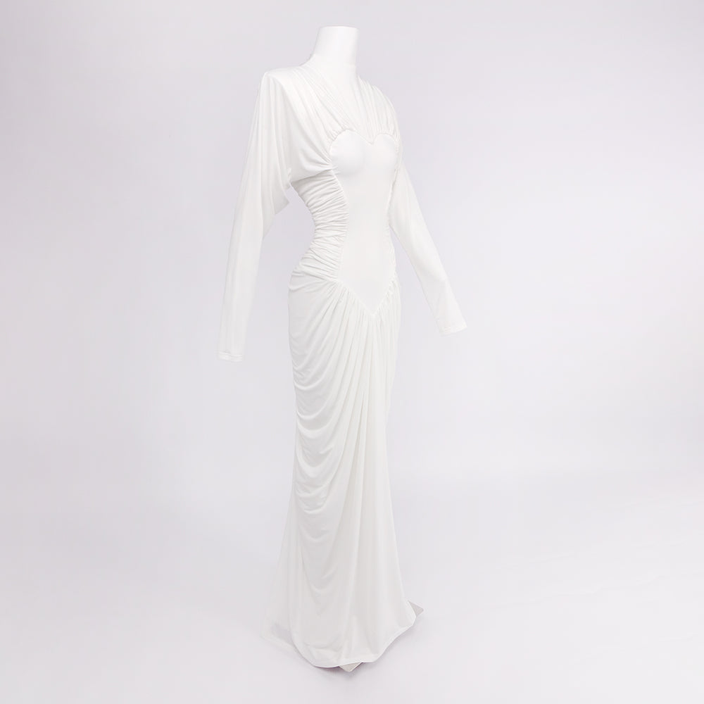 ANAIZ WHITE LONG SLEEVE MAXI DRESS