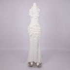 ALLY WHITE 3D FLORAL HALTER MAXI DRESS