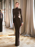 FAITH BROWN HIGH NECK MAXI DRESS