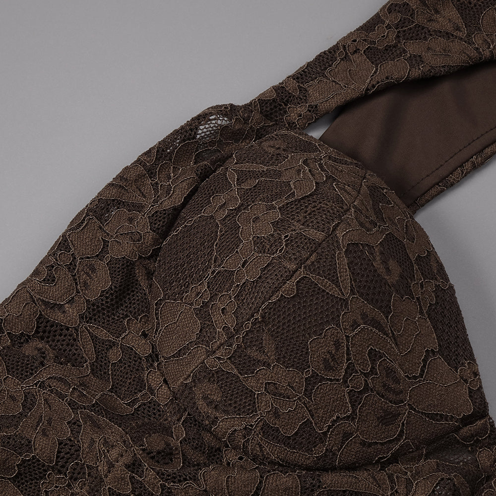 BRIANA BROWN LACE MAXI DRESS FOR WOMEN