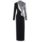 TINA BLACK LEOPARD LONG DRESS GOWN