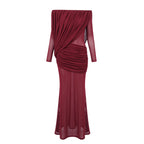 BIANKA ELEGANT OFF SHOULDER PINK MAXI DRESS