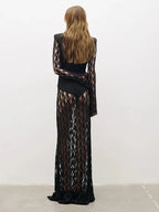 WREN BLACK CUT OUT DESIGN LACE MAXI DRESS