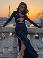 MADISON BLACK CUT OUT DESIGN DRESS