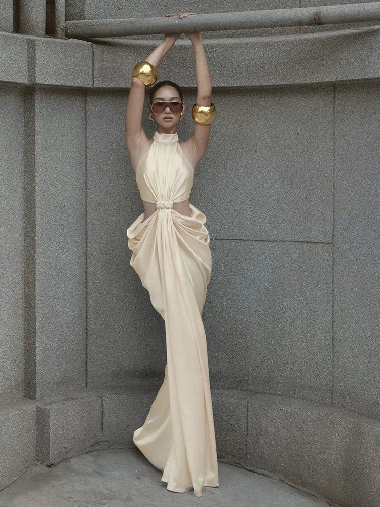 Bela Halter Twist-Cutout Maxi Dress